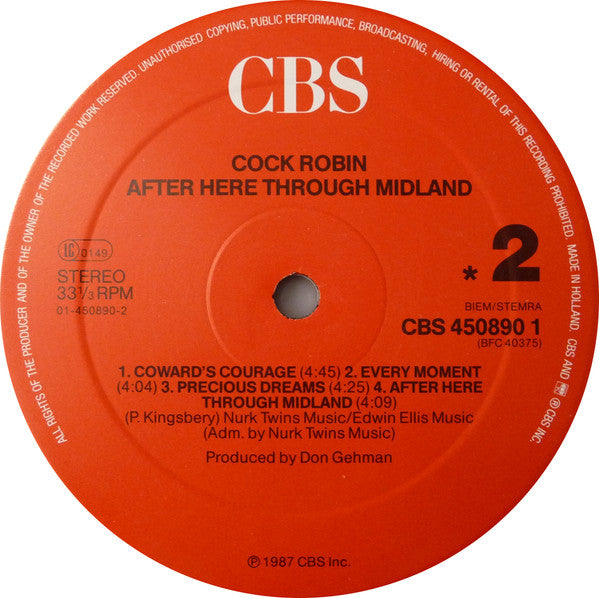 Cock Robin : After Here Through Midland (LP, Album)