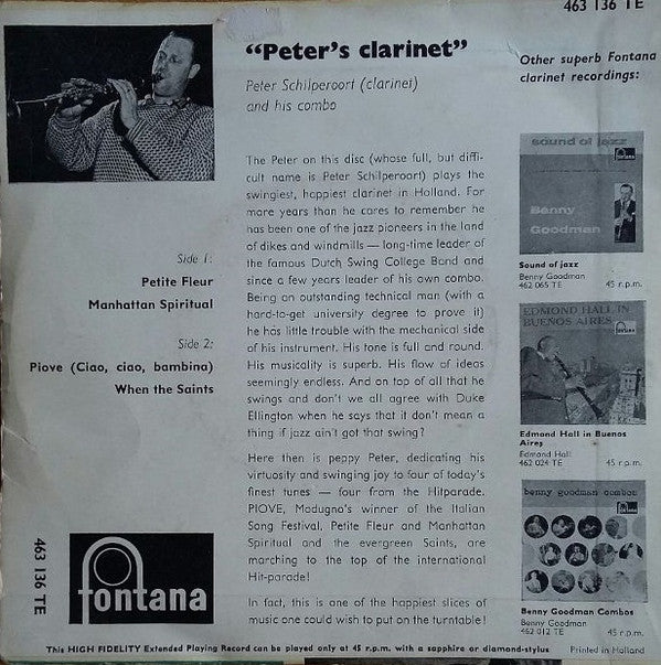 Peter Schilperoort And His Combo : Peter's Clarinet (7", EP)