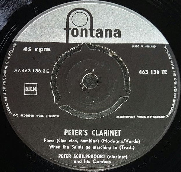 Peter Schilperoort And His Combo : Peter's Clarinet (7", EP)