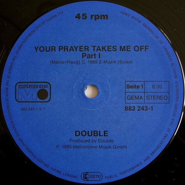 Double : Your Prayer Takes Me Off / The Captain Of Her Heart (12", Maxi)