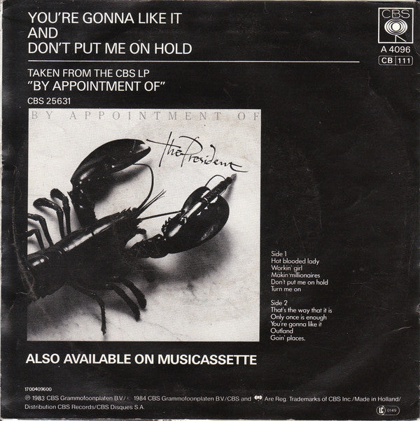 The President : You're Gonna Like It (7", Single)