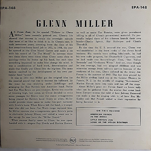 Glenn Miller : An Album Of Outstanding Arrangements (7", EP)