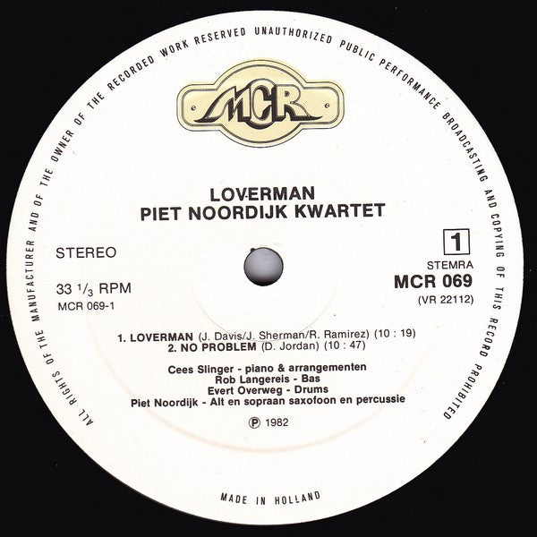 Piet Noordijk Quartet : Loverman (LP)