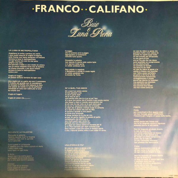 Franco Califano : Buio E Luna Piena (LP)