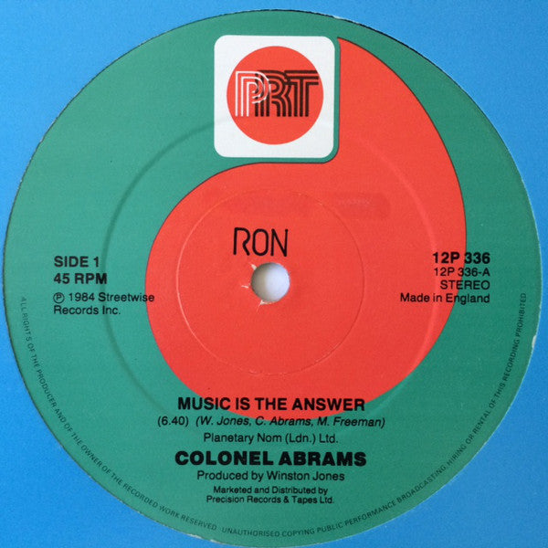 Colonel Abrams : Music Is The Answer (12", Single, Blu)