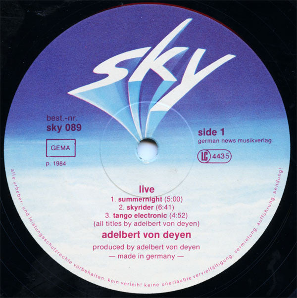 Adelbert Von Deyen : Live (LP, Album)