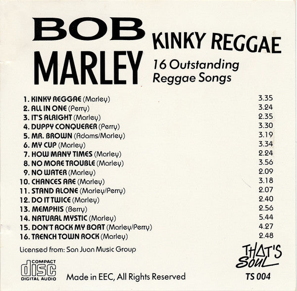 Bob Marley : Kinky Reggae (16 Outstanding Reggae Songs) (CD, Comp)
