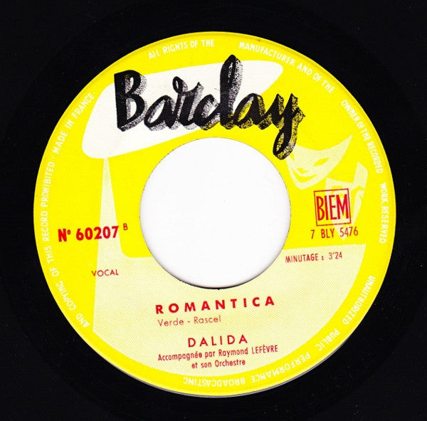 Dalida : Dans Les Rues De Bahia / Romantica (7", Single, Promo)
