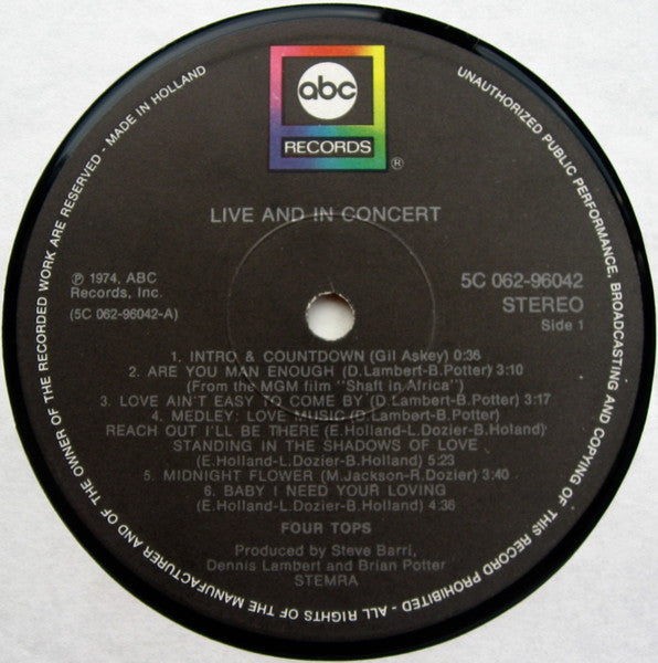 Four Tops : Live & In Concert (LP, Album)