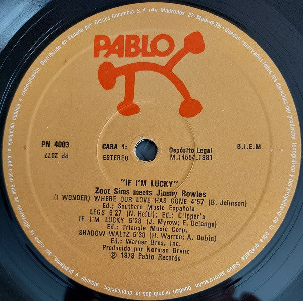 Zoot Sims Meets Jimmy Rowles : If I'm Lucky (LP, Album)