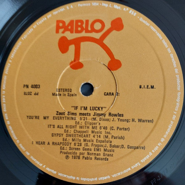 Zoot Sims Meets Jimmy Rowles : If I'm Lucky (LP, Album)