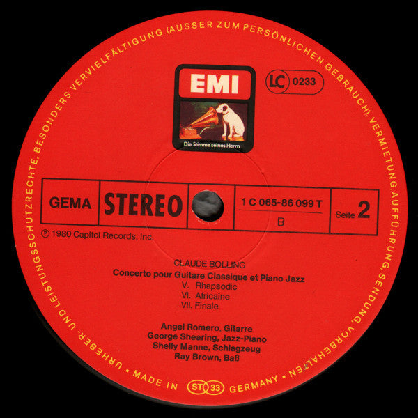 Angel Romero (2) & George Shearing : Claude Bolling: Concerto Pour Guitare Classique Et Piano Jazz (LP, Album)