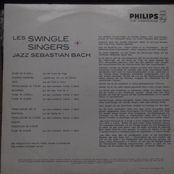 Les Swingle Singers : Jazz Sebastian Bach (LP, Club)