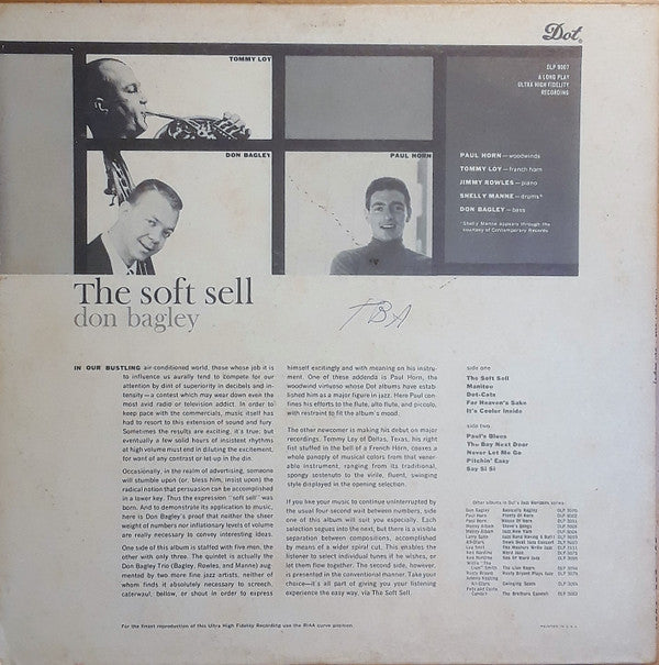 Don Bagley : Jazz Horizons:  The Soft Sell (LP, Album, Mono, Ind)