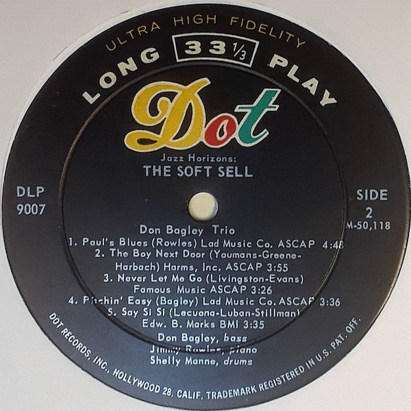 Don Bagley : Jazz Horizons:  The Soft Sell (LP, Album, Mono, Ind)