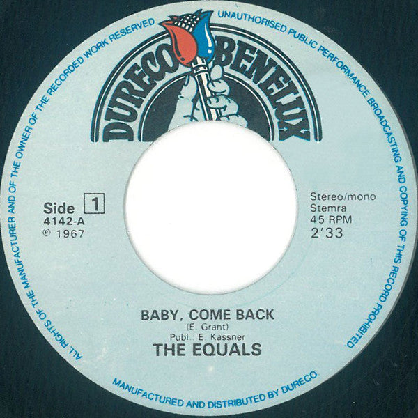 The Equals : Baby, Come Back / Hold Me Closer (7", Single)