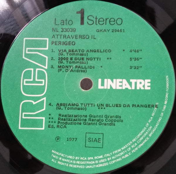 Perigeo : Attraverso Il Perigeo (LP, Comp)