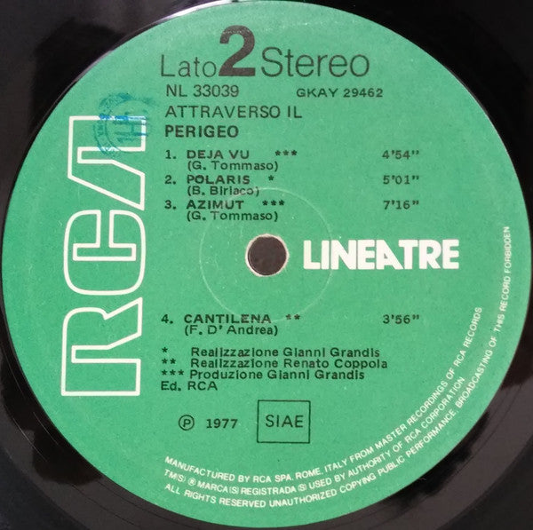 Perigeo : Attraverso Il Perigeo (LP, Comp)