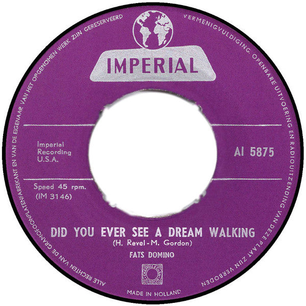 Fats Domino : Did You Ever See A Dream Walking / Stop The Clock (7", Single)
