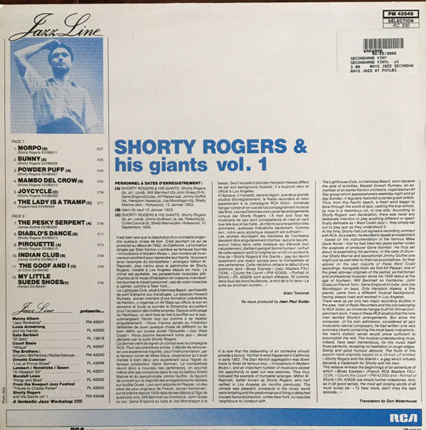 Shorty Rogers And His Giants : Shorty Rogers And His Giants Vol 1 (LP, Album, Mono, RE)