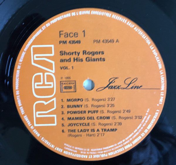 Shorty Rogers And His Giants : Shorty Rogers And His Giants Vol 1 (LP, Album, Mono, RE)
