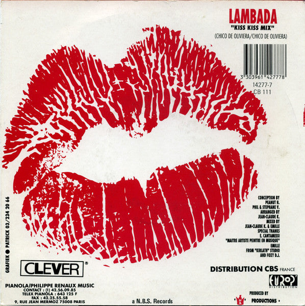 Lips-Kiss : French Lambada Kiss (Dance Mix) (7", Single, Ltd)