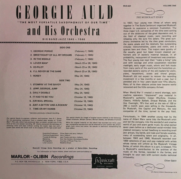 Georgie Auld And His Orchestra : Big Band Jazz 1945-1946 Volume One (LP, Comp)
