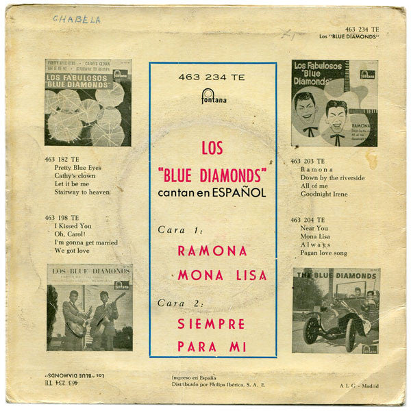 The Blue Diamonds : Los "Blue Diamonds" Cantan En Español (7", EP, Mono, RE)