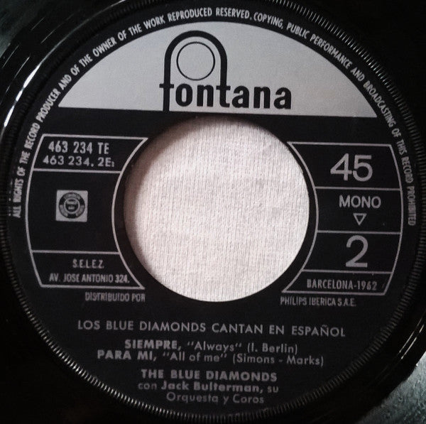 The Blue Diamonds : Los "Blue Diamonds" Cantan En Español (7", EP, Mono, RE)