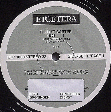 Elliott Carter, Charles Rosen : Night Fantasies - Piano Sonata (LP, Album)