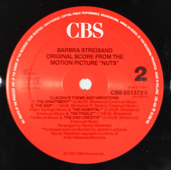Barbra Streisand : Nuts - Original Score From The Motion Picture (12", Maxi)