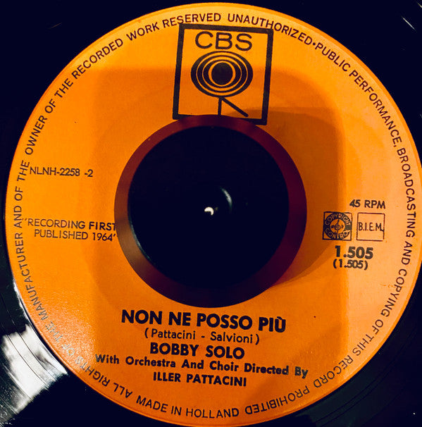 Bobby Solo : Una Lacrima Sul Viso (7", Single)