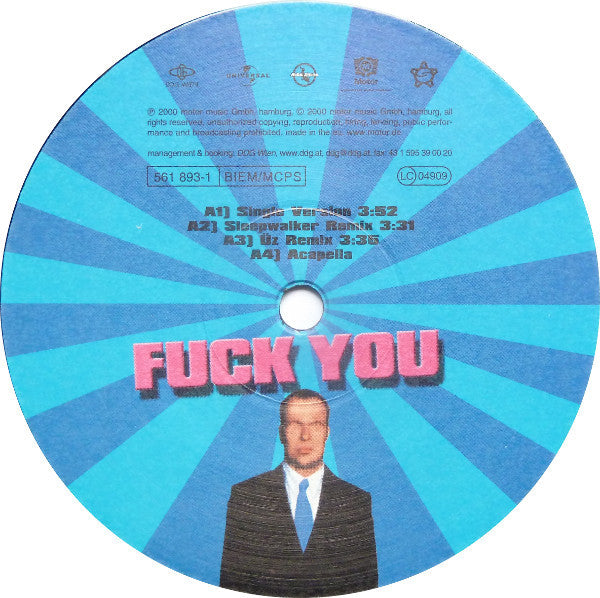 Schönheitsfehler : Fuck You (12", Single)