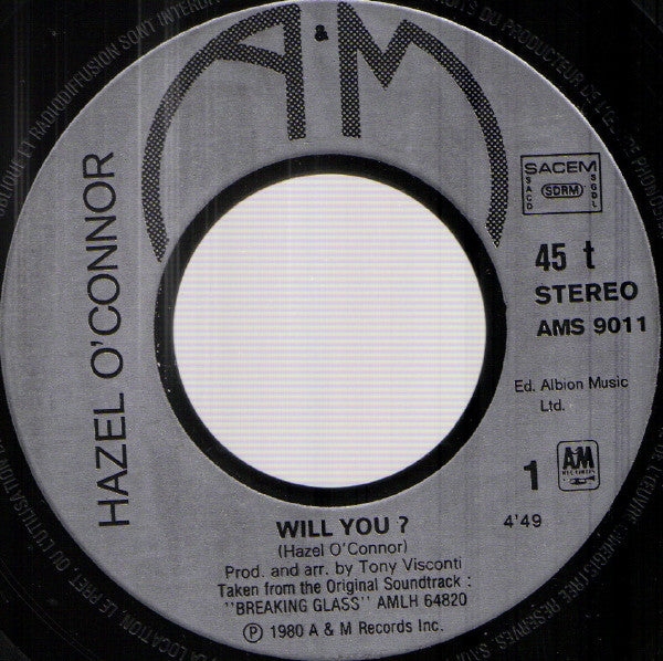 Hazel O'Connor : Will You? (7", Single)