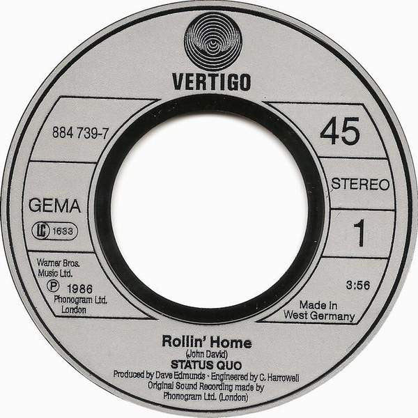 Status Quo : Rollin' Home (7", Single)