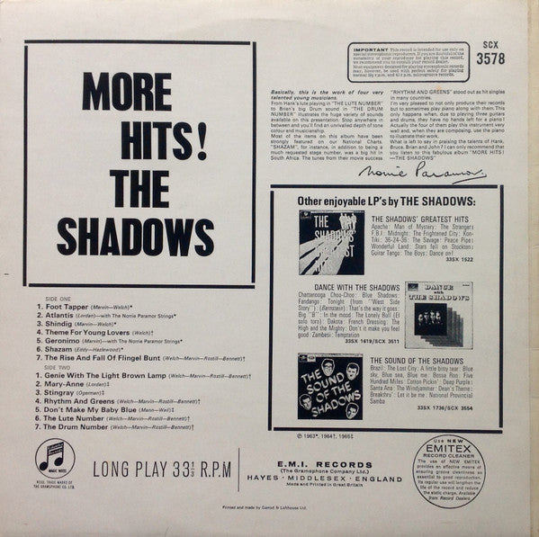 The Shadows : More Hits! The Shadows (LP, Comp, RE)