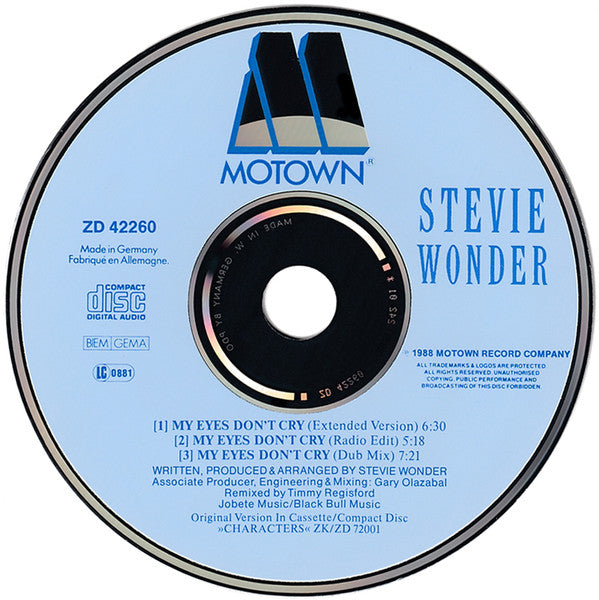 Stevie Wonder : My Eyes Don't Cry (CD, Maxi)