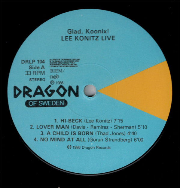 Lee Konitz : Glad, Koonix! (Lee Konitz Live In Sweden) (LP, Album)