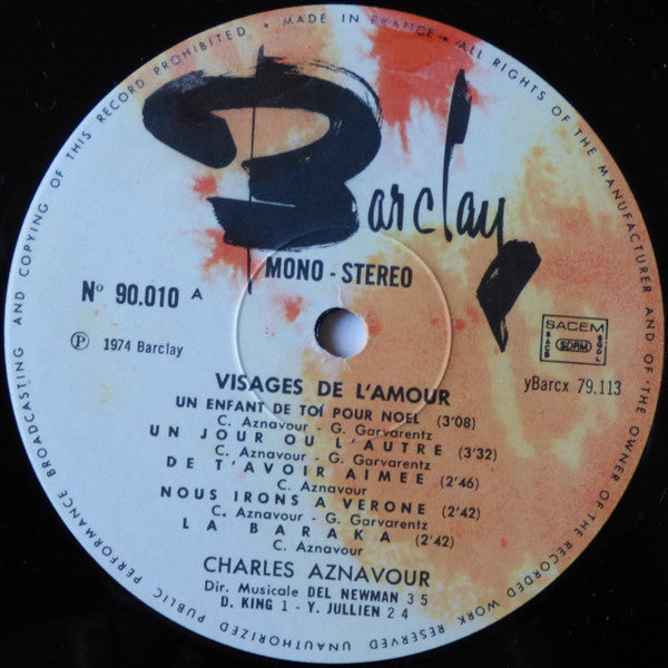 Charles Aznavour : Visages De L'Amour (LP, Album)