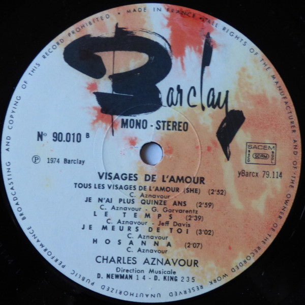 Charles Aznavour : Visages De L'Amour (LP, Album)