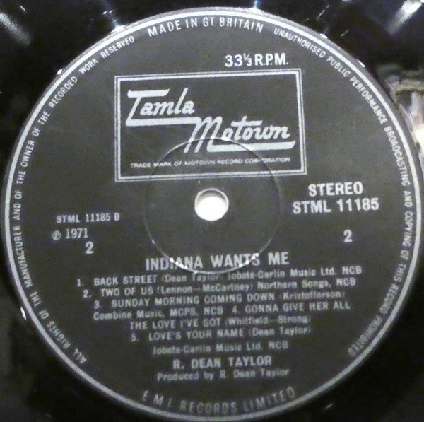 R. Dean Taylor : Indiana Wants Me (LP, Album)