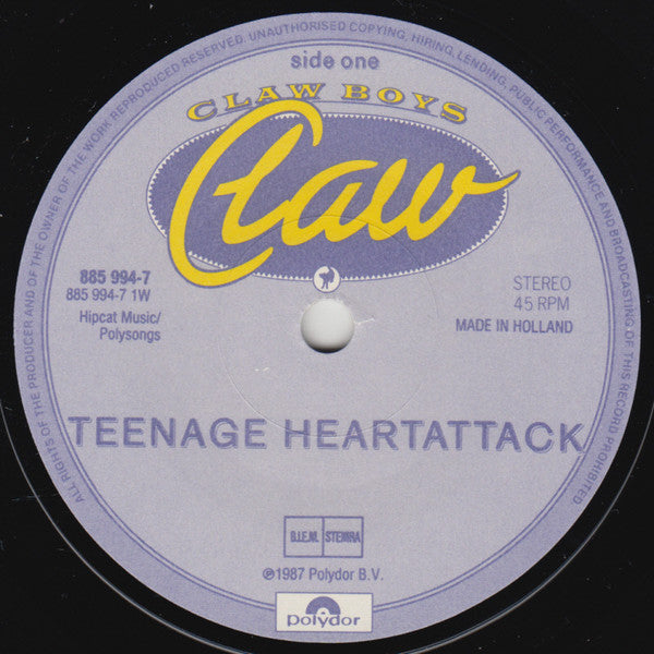 Claw Boys Claw : Teenage Heartattack (7", Single)