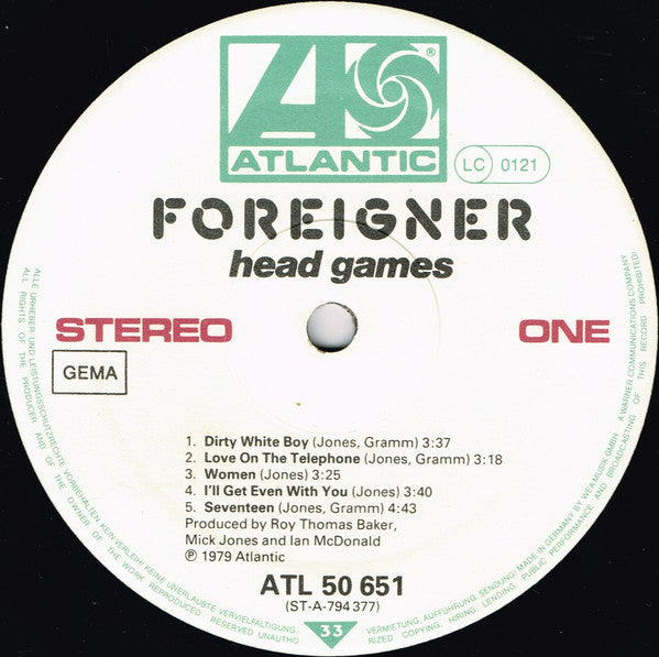 Foreigner : Head Games (LP, Album, RE)