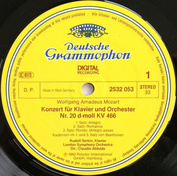 Wolfgang Amadeus Mozart, London Symphony Orchestra, Rudolf Serkin, Claudio Abbado : Klavierkonzerte • Piano Concertos Nos. 20 & 12 (LP)