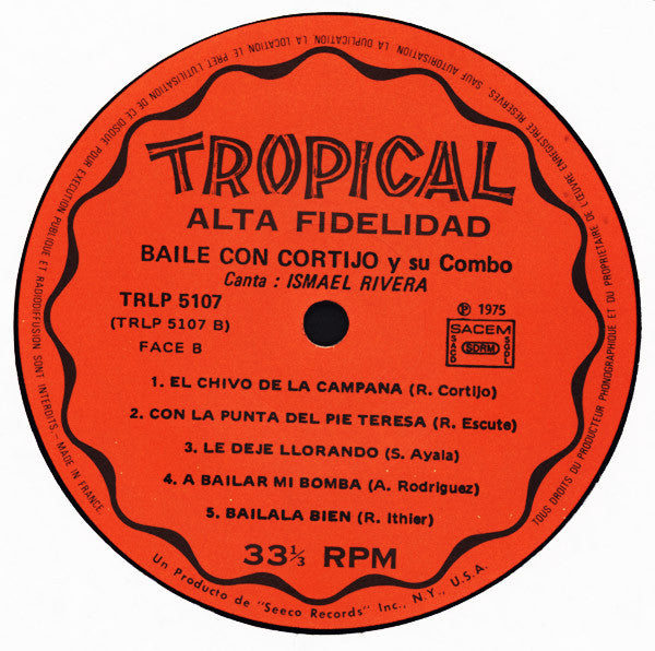 Cortijo Y Su Combo Con Ismael Rivera : Baile Con Cortijo Y Su Combo (LP, Album, RE, RP)