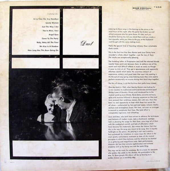 June Christy, Stan Kenton : Duet (LP, Album, Mono, Scr)