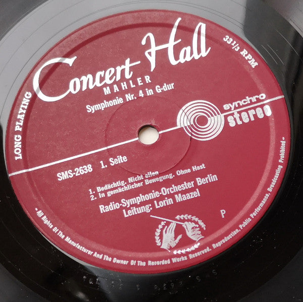 Gustav Mahler - Lorin Maazel Conducts The Radio-Symphonie-Orchester Berlin, Heather Harper : Symphonie Nr. 4 (LP)