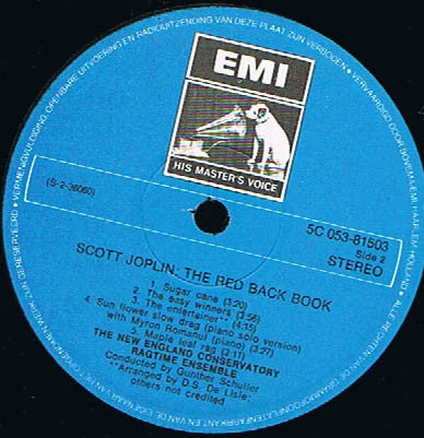 Scott Joplin - The New England Conservatory Ragtime Ensemble Conducted By Gunther Schuller : The Red Back Book (LP, Album)
