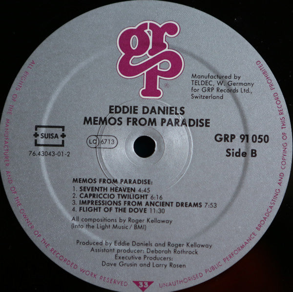 Eddie Daniels : Memos From Paradise (LP, Album)