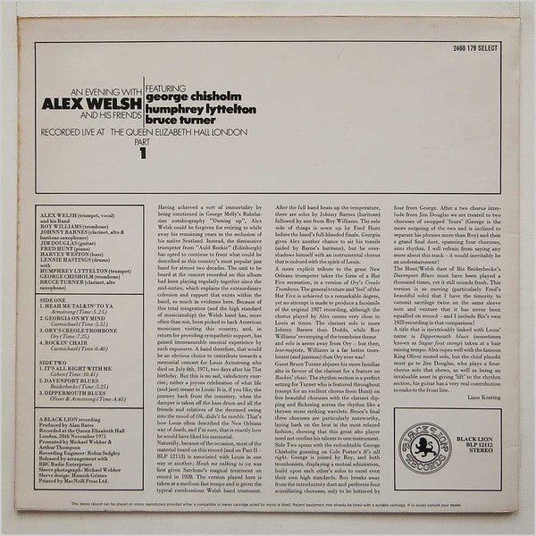 Alex Welsh Featuring George Chisholm, Humphrey Lyttelton, Bruce Turner : An Evening With Alex Welsh And His Friends (Part 1) (LP, Album)